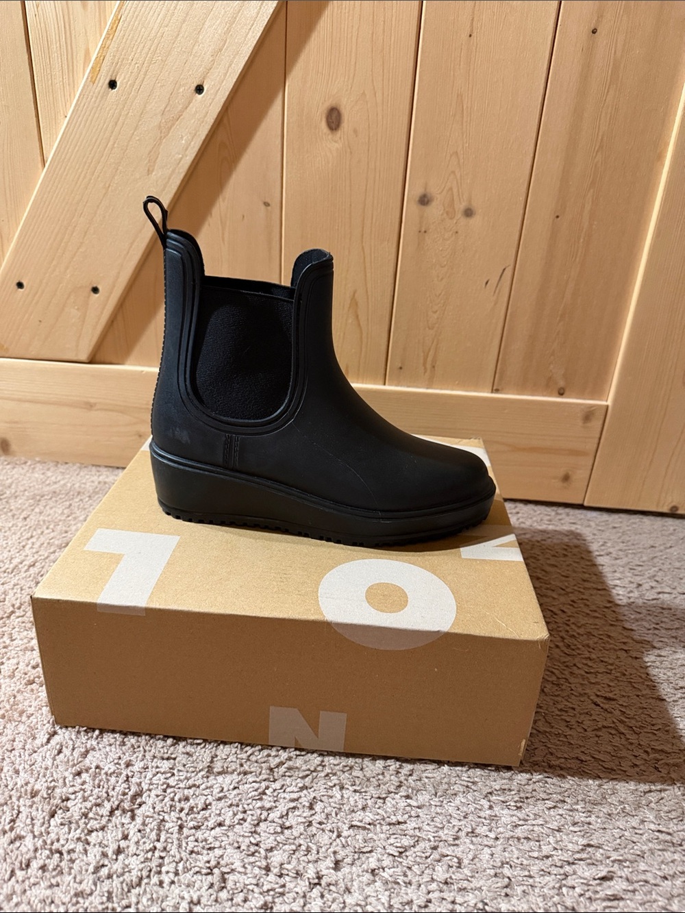 Planone Rain Boot Platform Ankle Boot - Black
